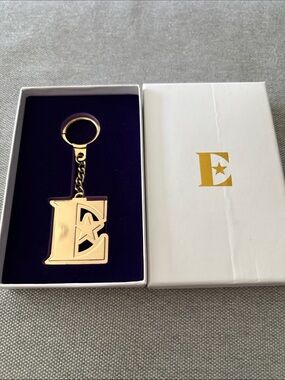 Gold Letter 'E' Keychain with Star Accent Elton John